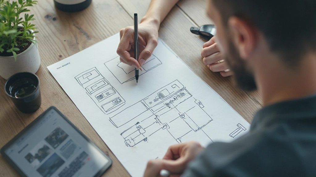 Wireframing processen en sketches voor website planning