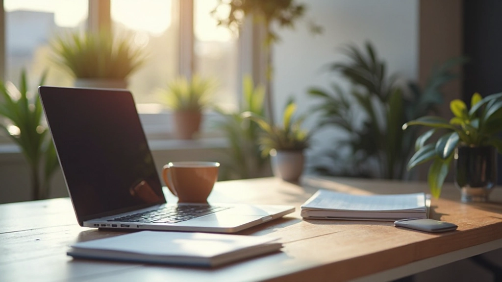 Schone werkplek met laptop en notitieblok voor webdesign planning